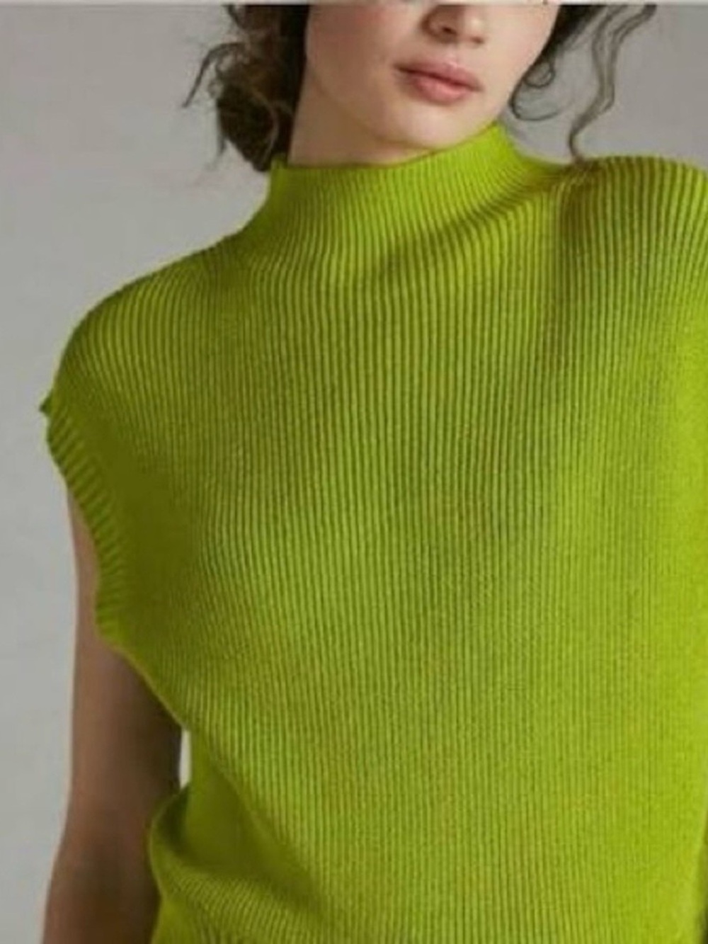Maeve Anthropologie Ribbed Sleeveless Sweater mock neck knit pullover xs Chart